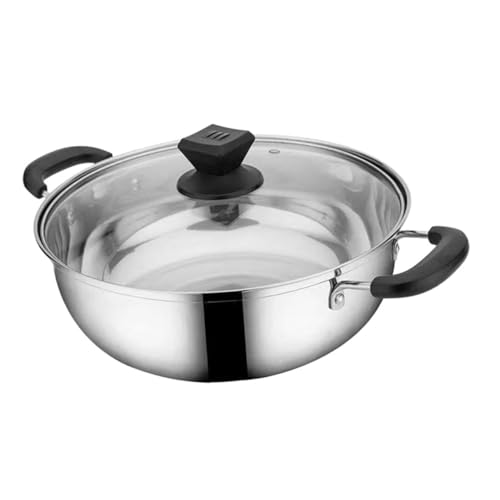 TOPBATHY Hot Pot mit Doppelgriffen Großer Dicker Kochtopf für Heiße Suppen Antihaftbeschichtet Hitzebeständig Rutschfeste Griffe für Familien und Freunde für Herdarten von TOPBATHY