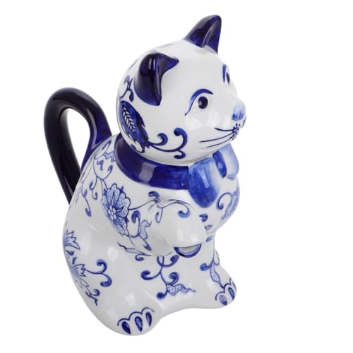 TOPBATHY Porzellanteekanne Im Chinesischen Stil Mit Verspieltem Katzendesign Für Tee Und Kalte Getränke Wie Saft Oder Wasser Handgefertigte Keramik- Für Küche Und Wohnzimmer Mit von TOPBATHY