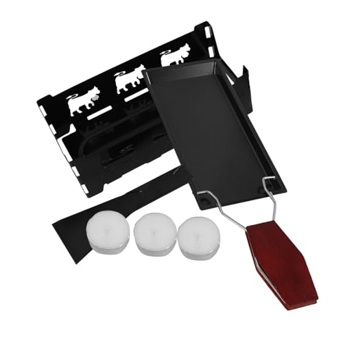 TOPBATHY Klappbares Raclette Grillset mit Holzgriff Antihaftbeschichtete Grillpfanne für Weichen Käse und Butter Vielseitig Einsetzbar für Outdoor Camping und Picknick Teilig mit von TOPBATHY