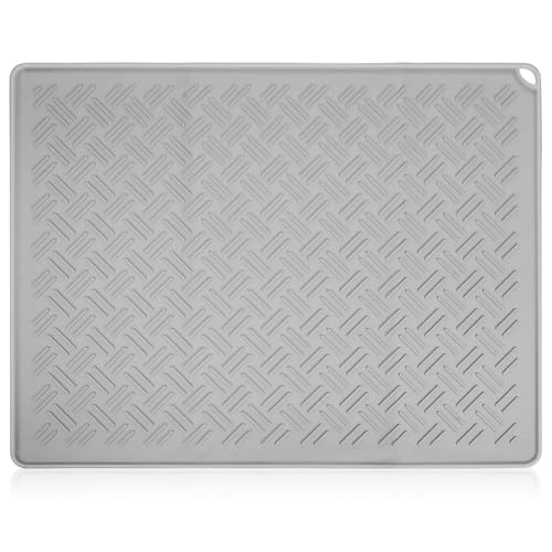 TOPBATHY Küchenabtropfmatte in Grau Abtropfmatte Geschirr 58 x 45 cm Hitzebeständige Küchenspüle Matte für die Spüle, rutschfest und ideal zum Trocknen von Geschirr von TOPBATHY