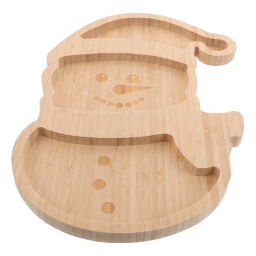 TOPBATHY Massive Holzschnewerkeschale Dekoratives Tablett Holzdekorationsschale Dekorative Servierschale Weihnachtstablett Dessertteller Aus Holz Weihnachts-vorspeisebrett Beige Hölzern von TOPBATHY
