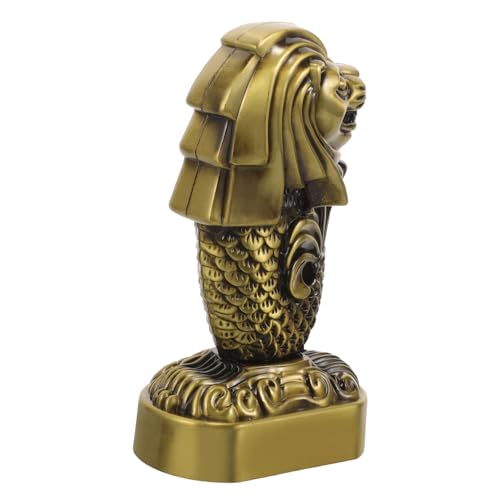 TOPBATHY Merlion Statue Metall Merlion Figurine Dekofigur Für Zuhause Und Büro Tischdekoration Kunstwerk Mit Feiner Detailarbeit Glücksbringer Für Innenräume von TOPBATHY
