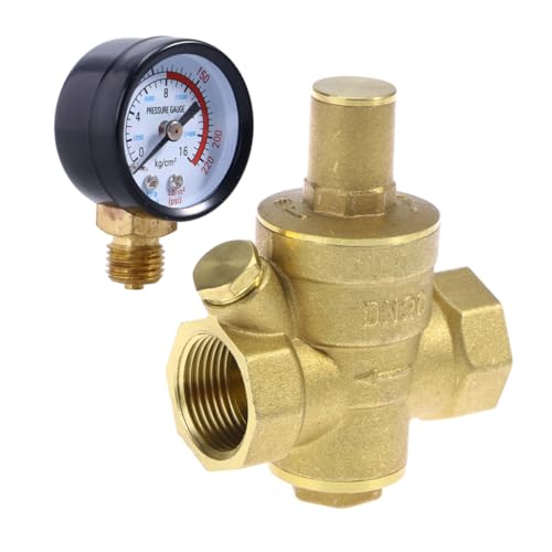 TOPBATHY Messing Wasser druckminderventil mit Einstellbarem Regler und Integriertem Manometer Mittlere für Hauswasseranlagen Stabile Druckregelung Geeignet für Wasserfilter und TOPBATHY Messing Wasser druckminderventil mit Einstellbarem Regler und Integriertem Manometer Mittlere für Hauswasseranlagen Stabile Druckregelung Geeignet für Wasserfilter und von TOPBATHY