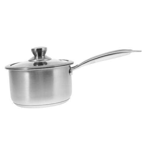 TOPBATHY Edelstahl Mini Topf 18cm Verdickt Schmortopf Glas Deckel Vielseitig Kochen von TOPBATHY