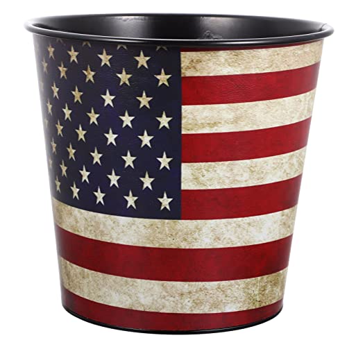 TOPBATHY Auto-Dekor Mülleimer Vintage-Mülleimer Britisches Dekor Korb Mülleimer Usa-Flagge Mülleimer Küchenmülleimer Metall Amerikanische Flagge Retro-Stil Abfallbehälter Altpapiereimer von TOPBATHY