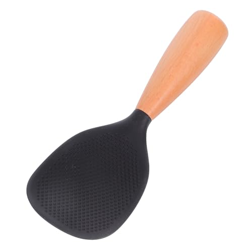 TOPBATHY Reislöffel Aus Silikon Mit Holzgriff Hitzebeständiges Reispaddel Reisportionierer Reis Servierlöffel Küche Reislöffel Rutschfester Reislöffel Kompaktes Reispaddel Kieselgel Schwarz von TOPBATHY
