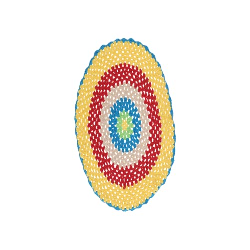 TOPBATHY Rundes Hitzebeständiges Tischset Mit Baumwollspitze-Stickerei 1 Stück Küchenunterlage Für Esstisch Regenbogenfarbe von TOPBATHY