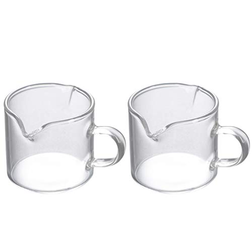 TOPBATHY Sauciere Milchkanne Teegläser Milchk?nnchen Kaffeeglas Pitcher 75Ml Milchkugelmilch für Cappuccino Latte (Zweistück) Glastasse Mit Milchkännchen Kaffeesahne von TOPBATHY