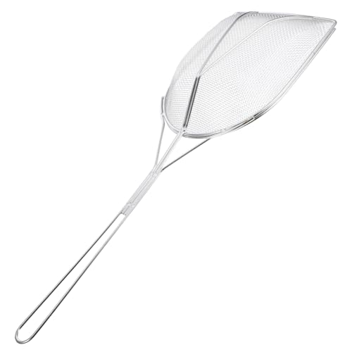 TOPBATHY Edelstahl SchaumlöFfel Mit Feinem Netz, Quadratisches Design FüR ÖLfilter, KüChenöLsieb FüR Frittieren, Ideal FüR HäHnchen Und Pommes, Einfach Zu Reinigen, 45,5cm von TOPBATHY