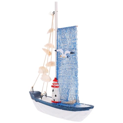 TOPBATHY Segelmodell Ornament Segelboot Segelboot Segelbootförmiges Desktop-Ornament Mit Mediterranem Schiff Mini-segelboot-Figur Segelbootskulpturen Segelschiff Drinnen Schiffsmodell Holz von TOPBATHY