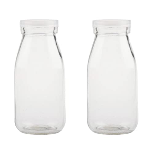 TOPBATHY Smoothie Flasche 2Pcs Milch Flaschen Leere Saft Flaschen mit Kappen 250ML Milch Beh?lter n Mikrowelle für Getr?nke Drink Transparent Smoothie Flasche Milch Behalter von TOPBATHY