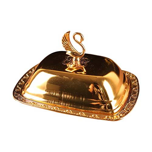 TOPBATHY Teeteller mit Deckel, für Snack, Dessert, Obst, Vorspeise, Organizer, Edelstahl, Butterdose für getrocknete Früchte, Nüsse, Süßigkeiten, Kekse (Gold) von TOPBATHY