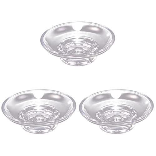 TOPBATHY Terrarien Seifenschalen 3Pcs Transparente Glas Seifenkiste Runde Seifenbehälter Badezimmer Waschanlager Seifenschale Silikon Seifenhalter Wand Glasbehälter von TOPBATHY