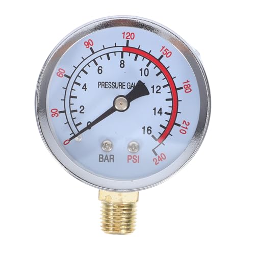 TOPBATHY Vertikales Druckmessgerät Bar Metalldruckmesser mit Gewinde Präzise Luftkompressor Ersatzteile für Industrie Einfache Montage und Langlebige Bauweise von TOPBATHY