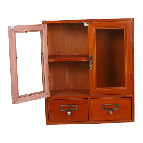 TOPBATHY Aufsatzschrank Aus Holz Niedriger Schrank Für Wandmontage Vitrinenschrank Mit Doppeltüren Dekorativer Wandschrank Im Vintage-Stil Schrankmöbel Für Stauraum Und Ordnung von TOPBATHY