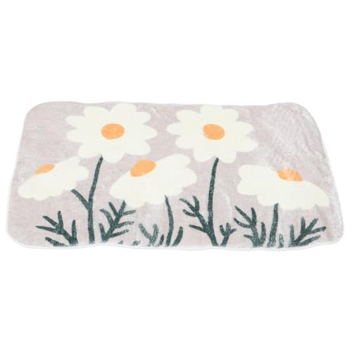 TOPBATHY Wasserabsorbierender Fußpolster Super saugfähige Blüten Badematte Badematte fußmatte Badezimmer Frühlingsblumenmatte Blumentsorbententeppich Duschmatte Kaschmirimitat Weiß von TOPBATHY