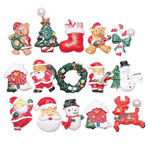 TOPBATHY Weihnachten 15 Stück DIY Xmas Zubehör Handyhülle Kühlschrank Magnet Harz DIY Zubehör von TOPBATHY