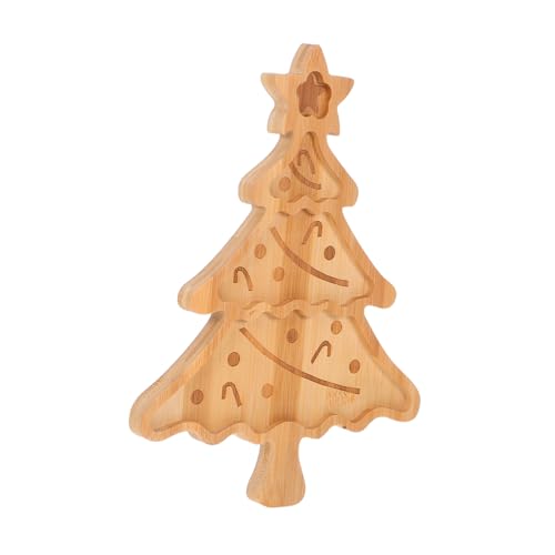 TOPBATHY Weihnachtsbaum Serviertablett Nachhaltig Snackplatte für Charcuterie Käse Desserts Partyplatten Festliche Holzteller Hellgelb von TOPBATHY