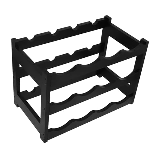 TOPBATHY Weinregal Stufiger Freistehender Flaschenhalter für Flaschen Platzsparendes Lagerregal für Küche Esszimmer und Bar Design aus Schwarzem von TOPBATHY