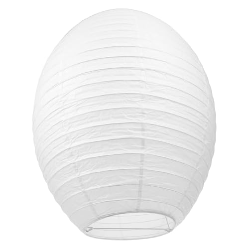 TOPBATHY Weißer Ovaler Faltbarer Papierlampenschirm aus Reispapier Chinesischer Lampion Lampenschirm Kompakt und Dekorativ für Wohnzimmer Schlafzimmer Party und Festbeleuchtung von TOPBATHY