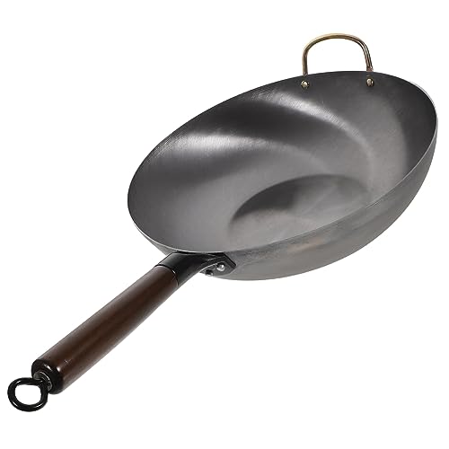 TOPBATHY Antihaft-wokpfanne Eisen-wok Runde Flache Wokpfanne Zum Kochen in Der Küche Traditioneller Wok Großer Wok Wokpfanne Für Gasherde von TOPBATHY