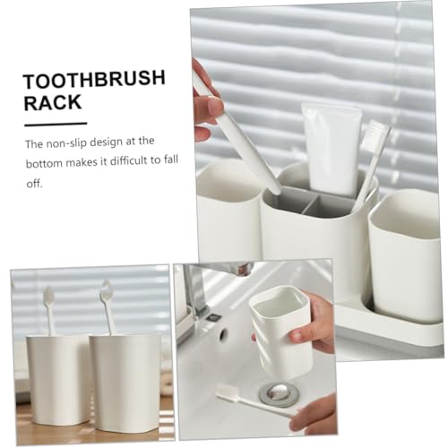 TOPBATHY Zahnbürstenhalter aus Robustem Abs Platzsparender Aufbewahrungsständer mit Tuben Becherfach Waschbarer Badezimmer Organizer für Trockene und Ordentliche Sanitärbereiche TOPBATHY Zahnbürstenhalter aus Robustem Abs Platzsparender Aufbewahrungsständer mit Tuben Becherfach Waschbarer Badezimmer Organizer für Trockene und Ordentliche Sanitärbereiche von TOPBATHY