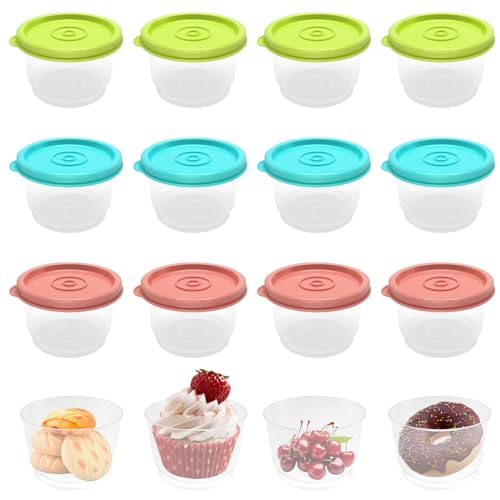 12 Stück Frischhaltedosen mit Deckel Rund, 160 ml Gefrierdosen Klein, Kleine Dosen, Reusable Snack Container, Frischhaltedosen für Mikrowellen Gefrierschrank, Geeignet für Saucen, Dips, Dressings von TOPBELIEF