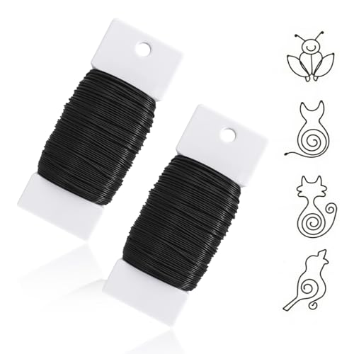 Basteldraht Schwarz, 2 Rolle Draht zum Basteln Schmuckdraht,1mm x 70m Schmuck Draht,Zur Perlen, Blumenarrangements, Weihnachtskränzen, Gartenarbeiten oder persönlichem Schmuck (35m/Rolle) von TOPBELIEF