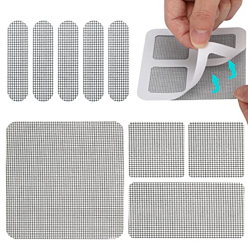 Fliegengitter Reparatur Set, 28 Stück Fenster Tür Patch Reparatur, Selbstklebend Glasfaser Reparatur, Fliegengitter Flicken moskitonetz für Reparatur Flecken Verhindern Moskitos Insekten Mehrere Größe von TOPBELIEF