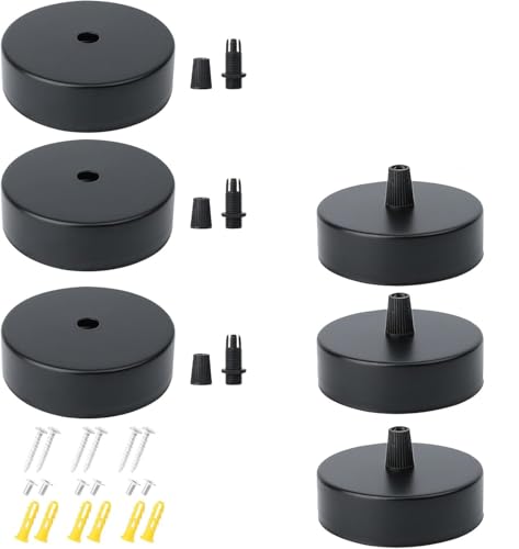 TOPBELIEF Deckenbaldachin, 80x25 mm Baldachin Lampe Schwarz Metall, Verteilerbaldachin Aufputzdose Schwarz Lampenbaldachin mit Zugentlastung Klemmnippel, Baldachin Abdeckung für Lampen Geeignet 4 Stk von TOPBELIEF