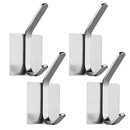 TOPBELIEF Klebehaken Extra Stark, 4 Pcs Haken Ohne Bohren, Edelstahl Haken Selbstklebend, Klebehaken Wand, Praktische Klebehaken, Handtuchhaken, Garderobenhaken, Hochwertige Klebehaken für Küche Tür von TOPBELIEF