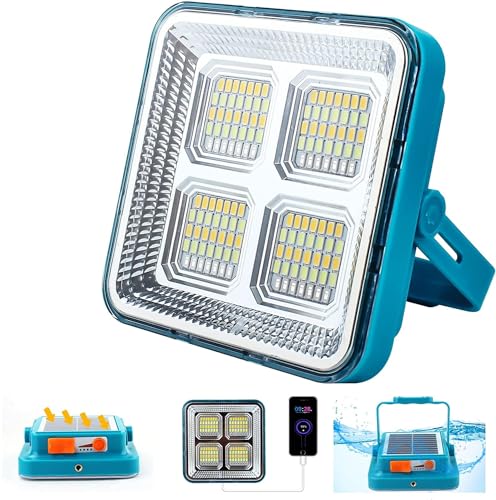 TOPBOS LED Baustrahler Akku,LED Arbeitsleuchte Akku 4 Modi Wiederaufladbarer Strahler Solar 12000mAh USB LED Strahler Akku für Angeln, Camping,Wartung,Baustellen von TOPBOS
