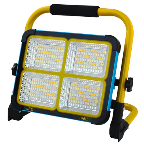 TOPBOS 100W Baustrahler LED mit Stativ | 10000LM Tragbare Arbeitsleuchte | 16500mAh Akku mit USB-C & Solarladung | IP54 Wassergeschützt | 4 Lichtmodi | Für Werkstatt, Baustelle, Camping von TOPBOS
