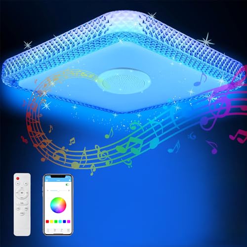 TOPBOS 30W LED Deckenleuchte Dimmbar mit Bluetooth Lautsprecher,Fernbedienung und APP-Steuerung,LED Deckenlampe mit RGB Farbwechsel,Einstellbar für Schlafzimmer Wohnzimmer Kinderzimmer von TOPBOS