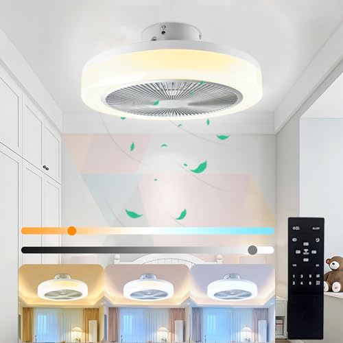 TOPBOS LED Deckenleuchte Mit Ventilator, Deckenventilator Mit Beleuchtung Leise,Lampe Mit Ventilator,Deckenlüfter Mit Licht,Mühelose Lichtdimmung, Für Wohnzimmer, Esszimmer, Büro von TOPBOS