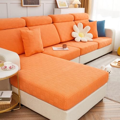 TOPCHANCES Sofa Sitzkissenbezüge - Universal Stretch Sofa Schonbezüge Couch Sitzbezug L-Form, Weich Sofasitzbezug Couch Chaiselüberzüge, Sofa Kissenschutz Bezüge (Orange Keks) von TOPCHANCES