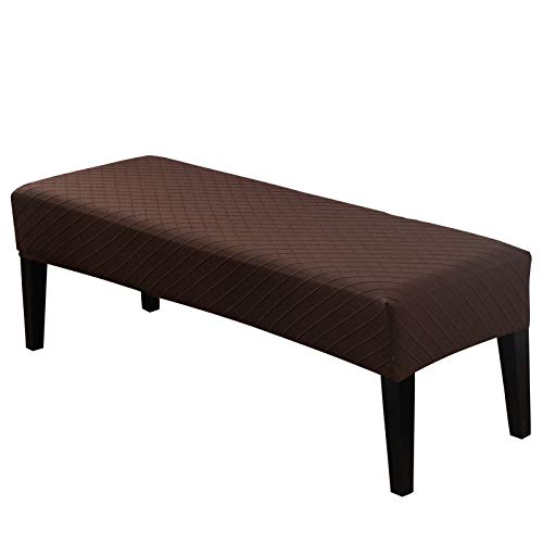 TOPCHANCES Gestrickte Jacquard Esszimmer Bankhussen Stretch Bankhusse Soft Spandex Sofabezug Abnehmbarer Waschbarer Bankbezug für Modernes Wohnzimmer, Schlafzimmer, Küche (Kaffee) von TOPCHANCES