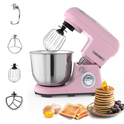 Household Electric Dough Mixer, 5L Capacity 6 Speeds 1300W Power, 304 Stainless Steel Mixing Bowl for Kneading and Whipping Dough (Pink) von TOPCHANCES