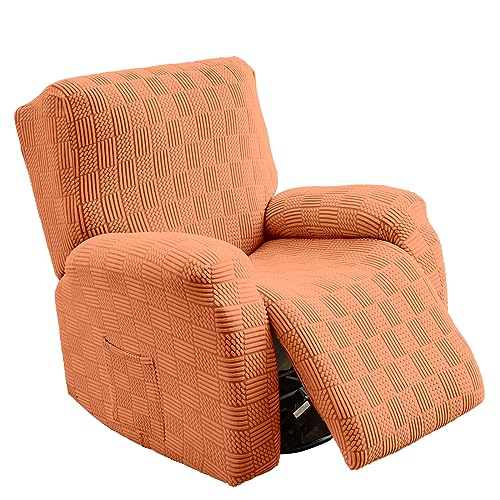 Lehnstuhlhussen - Weiche Stretch Liegestuhl Schonbezüge Sesselbezug, rutschfeste Liegestuhlbezug mit Seitentasche für Einzelsitz Liegestuhl für Stuhlschoner (Orange Cookie) von TOPCHANCES