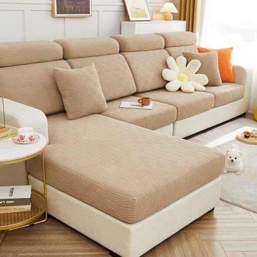 TOPCHANCES Sofa Sitzkissenbezüge - Universal Stretch Sofa Schonbezüge Couch Sitzbezug L-Form, Weich Sofasitzbezug Couch Chaiselüberzüge, Sofa Kissenschutz Bezüge (Leichter Kaffee-Keks) von TOPCHANCES