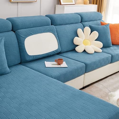 TOPCHANCES Sofa Sitzkissenbezüge - Universal Stretch Sofa Schonbezüge Couch Sitzbezug L-Form, Weich Sofasitzbezug Couch Chaiselüberzüge, Sofa Kissenschutz Bezüge (Blauer Keks) von TOPCHANCES