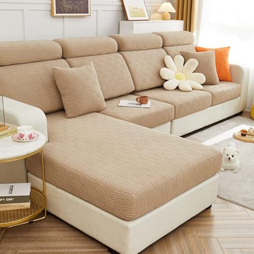 TOPCHANCES Sofa Sitzkissenbezüge - Universal Stretch Sofa Schonbezüge Couch Sitzbezug L-Form, Weich Sofasitzbezug Couch Chaiselüberzüge, Sofa Kissenschutz Bezüge (Leichter Kaffee-Keks) von TOPCHANCES