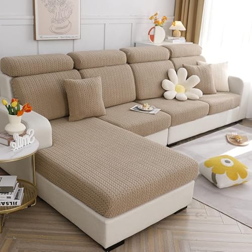 TOPCHANCES Sofa Sitzkissenbezüge - Universal Stretch Sofa Schonbezüge Couch Sitzbezug L-Form, Weich Sofasitzbezug Couch Chaiselüberzüge, Sofa Kissenschutz Bezüge (Leichter Kaffeeweizen) von TOPCHANCES