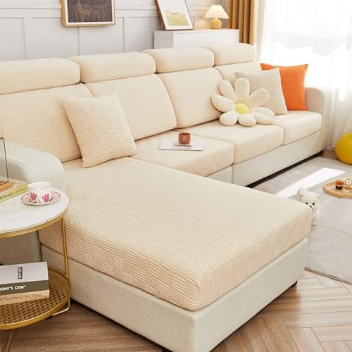 TOPCHANCES Sofa Sitzkissenbezüge - Universal Stretch Sofa Schonbezüge Couch Sitzbezug L-Form, Weich Sofasitzbezug Couch Chaiselüberzüge, Sofa Kissenschutz Bezüge (Beige Gelber Keks) von TOPCHANCES