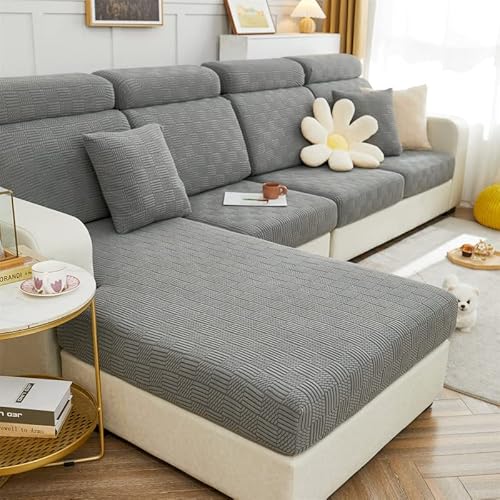 TOPCHANCES Sofa Sitzkissenbezüge - Universal Stretch Sofa Schonbezüge Couch Sitzbezug L-Form, Weich Sofasitzbezug Couch Chaiselüberzüge, Sofa Kissenschutz Bezüge (Grauer Keks) von TOPCHANCES