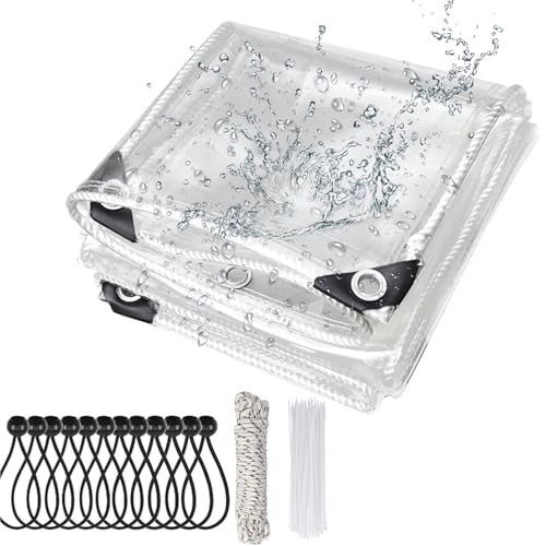 TOPCHANCE Abdeckplane Wasserdicht,420g/M² Transparent 1X1.5M Allzweckplane Für Schutz Gewebeplane Mit Ösen Wasserdicht,Reißfest Anwendbar Auf Poolplane Holzplane Gartenmöbel Auto Boot(1x1.5m) von TOPCHANCES
