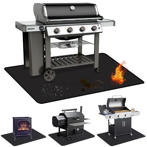TOPCHANCES 122x76cm BBQ-Bodenschutzmatte,Feuerfeste Unterlage,Hitzeschutzmatte,Antihaft-Material Wiederverwendbar,Leicht zu Reinigen und Wasserdicht für Gasgrill Holzkohlegrill Kamine von TOPCHANCES