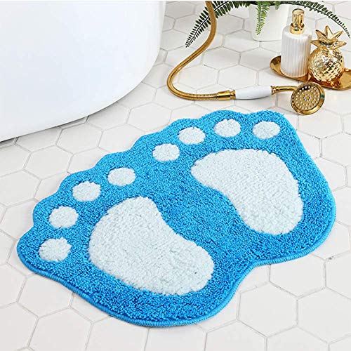 TOPCHANCES Badezimmerteppich, rutschfest, große Füße, wasserabsorbierend, Mikrofaser, Fußmatte, WC-Vorleger für Fußmatten, Badewanne, Dusche (hellblau, 49,5 x 80 cm) von TOPCHANCES