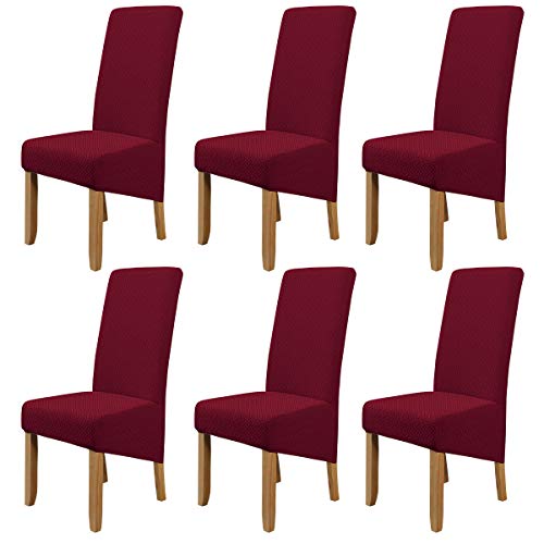 TOPCHANCES Große Größe Stuhlhussen,6PCS Stretch Esszimmerstühle Schonbezüge Elastische Abnehmbare Waschbar Stuhlschoner Für Esszimmer, Hotel, Bankett, Zeremonie (Rot, 6) von TOPCHANCES