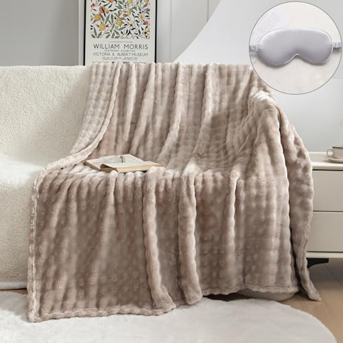 TOPCHANCES Kuscheldecke Milchsamt Plüsch Flauschige Decke Super Soft Wohndecke Dick 450GSM Flanell Bubble Couchdecke Warm Überwurfdecke Sofadecke Vielseitig Blanket Für Bett Sofa,Hellbraun,180×230cm von TOPCHANCES